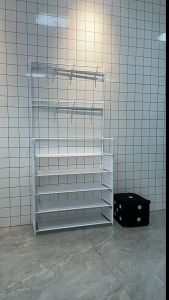 Rak Baju 4 Layer Multifunctional Shoes Rack Clothes Coat Umbrella Cap Hat Key Hanger Rack DIY Storage Organizer Hanging Shelf 衣帽架