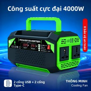 Biến Tần Điện CHAOMIN 500W Chuyển Đổi Điện DC 12V Sang AC 220V Có 2 Cổng USB Và 2 Cổng Type-C Màn Hình LCD Bảo Vệ Quá Tải Dùng Cho Ô Tô Và Du Lịch
