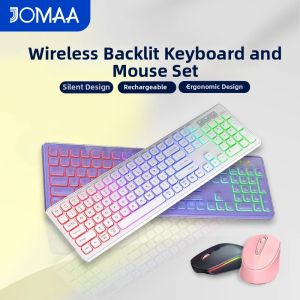 JOMAA | Rechargeable Backlit Silent Wireless Ergonomic Keyboard Mouse Set
