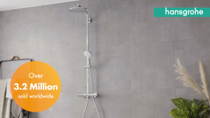 hansgrohe Crometta S - shower system with thermostat round overhead shower (240mm) hand shower (2 spray modes)