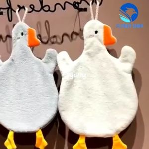 FLYBUY 1pc High Absorbent Water Cute Duck Hanging Hand Towel