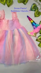 Dress Anak Perempuan Tanpa Lengan Motif Pastel Rainbow