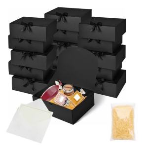 4pcs-Black Gift Box With Lid Bridesmaid Proposal Box with Ribbon Groomsmen Proposal Box Present Packaging Box Wedding Boxes