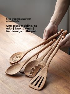 Solid Wood Spatula Food Grade Wooden Turner Spatula Import Acacia Mangium Unpainted Kitchen For Home Non-Stick Spatula Spatula Suit