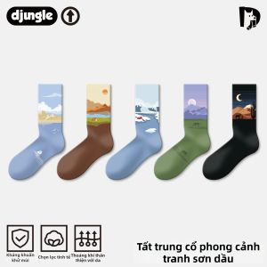 djungle | Vớ Dệt Hình Bức Tranh Dầu Sáng Tạo Thiết Kế Phong Cảnh Văn Hóa Cho Phụ Nữ Mùa Xuân Thu