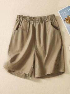 Export Leak-Picking French Summer Linen Shorts Plus Size Womens Clothing Artsy Retro Cotton Linen Cropped Pants Loose Pants Middle Pants