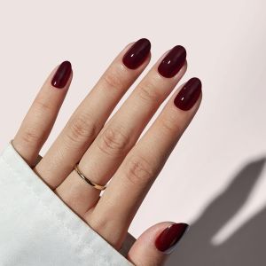 Bộ Móng Tay Giả Dạng Oval Ngắn Màu Đỏ Đậm 24 Chiếc 12 Kích Cỡ Có Thể Tái Sử Dụng Chất Liệu Gel Mềm Tự Nhiên Kiểu Hạt Cà Phê Bộ Dụng Cụ Làm Móng