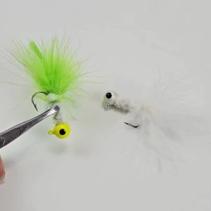 6Pcs Fishing Lure Feather Metal Jig Head Hook Fishing Crappie Marabou Lure for Walleye Panfish Sunfish Bluegill Perch Baits