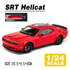 LEO 1:24 Dodge Charger SRT Hellcat โลหะลูกเต๋าของเล่นโมเดลรถยนต์ยานพาหนะดายแคสสำหรับเด็กผู้ชายเด็กจำลองเสียงเอฟเฟกต์ของขวัญคอลเลกชันงานอดิเรก
