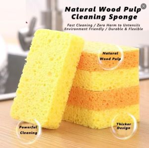 atural Wood Pulp Sponge - Non-Stick Oil Cleaning Pads for Kitchen Magic Scrubber Dishwashing Sponge