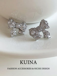 kuina | Sophisticated Rhinestone Bow Earrings