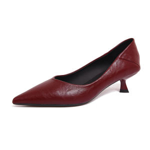 Elegant Retro Cat Heel Pointed Toe mid Heel Commuter Womens Shoes Fashionable Single Shoes Comfortable Work Footwear