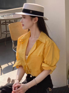 Dopamine Cotton Linen Shirt Womens Spring Summer Outerwear Long Sleeve Sun Protection Loose Lazy Style Jacket Polo Collar Open Cardigan