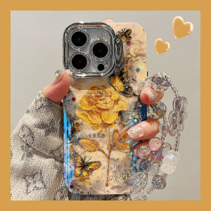 Kafir Butterfly Flower Silicone Bracelet Creative Artistic Oil Painting Design Compatible with  14 12 Models Protective Phone Case