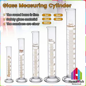 HB Glass Measuring Cylinder 5ml/10ml/25ml/50ml/100ml Laboratory Measure Tube