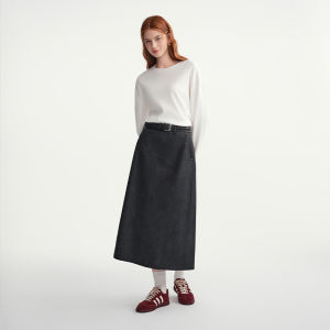 DUSHU | Large Size Skinny High Waisted Pleated Midi Skirt