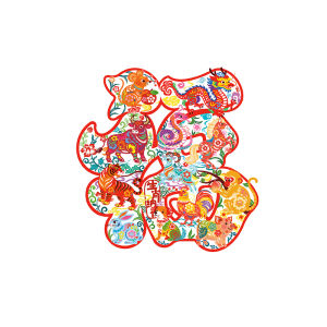 Zodiac and Fu Blessing Window Stickers Static Adhesive