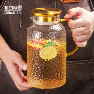Refrigerator Cold Water Bottle Hammered Pattern Glass For Home High Temperature Resistant Cold Boiled Water Water Bottle Office Large Capacity Teapot Water Cup