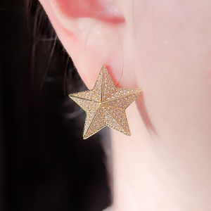 SEQUITO Personality Golden Ear Jewelry Full Micro Pave Colorful Stone Geometric Star Shape Women Stud Earrings SE964