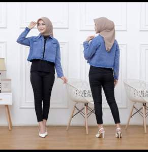 Hoodie jeans wanita /jaket hoodie wanita kekinian/ jaket denim wanita