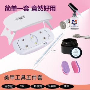 Mini Portable LED Light Therapy Nail Art Kit with Solid Glue Set DIY Nail Beauty Tools And Materials Pack Professional Home Use