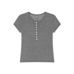 NIHAOKANONG | Áo Thun Slim Fit Mở Cổ Sơ Mi