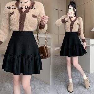 Váy Ngắn Xếp Ly Dệt Kim Cạp Cao Cho Nữ Cỡ Lớn Mùa Thu Đông Mới Về Váy Ngắn Chữ a Cho Phụ Nữ Mũm Mĩm Nhỏ Nhắn Apparent