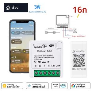 WIFI สมาร์ทสวิทช์ Matter 16A 1 CH โมดูลอัตโนมัติรีเลย์สมาร์ท Breaker ควบคุมเสียง Homekit Siri Alexa Google Home