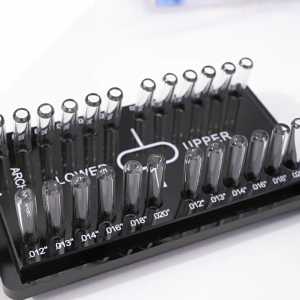 Acrylic dental consumables shelf dental tool storage oral materials circular transparent flip arch wire box.