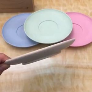 Piring Plastik Kecil Wheat Straw Plate 1 Set Isi 4 Jerami Piring Makan Saji Bulat Bahan Jerami Gandum
