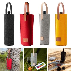 SPORT PR สีทึบทึบ ถุงเก็บสัมภาระ กระเป๋าถือแบบถือ ที่ใส่ขวด กระเป๋าผ้าสักหลาด ถุงเก็บไวน์ ถุงไวน์แดง