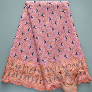 Vải Ren Voan Thụy Sĩ Châu Phi Thêu Họa Tiết Dân Tộc Chất Liệu Lưới Polyester/cotton Cao Cấp Đính Đá Dùng Cho Váy Áo Và Đám Cưới