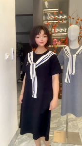 váy bầu thêu nơ kèm khăn điệu đà cho mẹ bầu m361 đầm bầu công sở chất đẹp