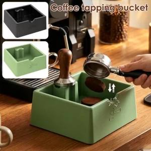 Silicone Espresso Knock Box Non Slip Quiet Coffee Slag Bucket with Tamper Holder Waste Grounds Bin Professional Barista Tools