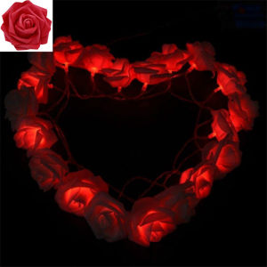 Red White Rose LED String Lights 3M Battery Operated Floral Garland For Valentine Wedding Reception Bedroom And Party Decor
