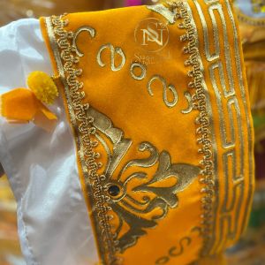 Ider ider pelinggih bali beludru hitam putih kuning marun 20 cm