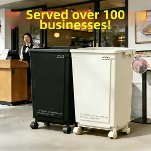 Stylish Large Capacity Square Movable Kitchen Trash Can