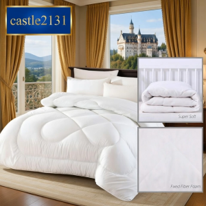 Queen Size Comforter 1x2.3m Plain White Duvet Filler Soft Lightweight Bed Comforter Breathable Microfiber Filling Hotel Quality for Bedroom Home Durable Easy Care