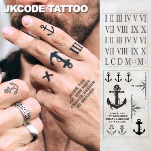 Waterproof Design Semi-Permanent Tattoos Sketch Hands Nautical Pattern Compass - Roman Numerals - Temporary Tattoos Retro Style Herbal Mens and Womens Tattoo Stickers - Faith Totem - Temporary Tattoos for Fingers Arms and Neck
