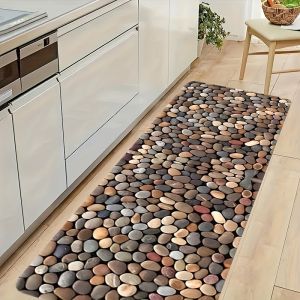 VIKAMA Pebble Non-Slip Flannel Mat—Long Durable & Absorbent Stain-Resistant Easy-Clean Kitchen & Hallway Rug