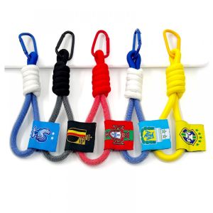 Woven Lanyard&Keychain for Mobile Phone Backpack Pendant with Football Club Logo Real Madrid Barcelona Chelsea AC Milan Football Keychain Messi Cristiano Ronaldo Football Fans Gift