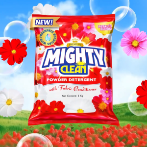 6 KILOS Mighty Clean Detergent Powder Premium Petal Bloom - Powder (RED) - SET 6 KILOS (1 KILO X 6 POUCHES)