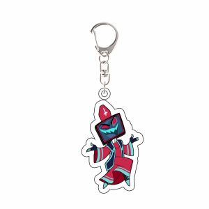 Bandai | for Popular Anime Hazbin Hotel New Peripheral Vox Alastor Lucifer Adam Acrylic Keychain Backpack Pendant Festival Gift Ornament