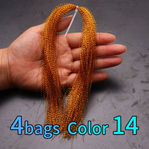 4 Bags Holographic Crystal Twisted Flash Tinsel Fishing Flies Saltwater Assist Hook Jig Lure Streamer Fly Tying Materiall