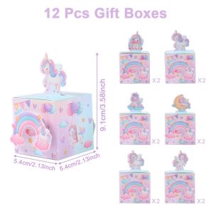 12/24pcs Unicorn 3D Paper Candy Boxes Gift Packing Box Unicorn Theme Party Decoration Kids Wedding Baby Shower Party Supplies
