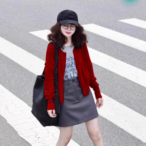 SHUQINGLAI | Slim Short-Sleeved Knit Cardigan for Women