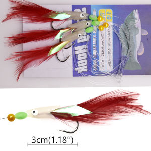 WODJYJ 3 hook/Set Luminous fish head Fishing Lure Single Hook Tack Bait Jigs Worm Fishing sabiki string Hooks