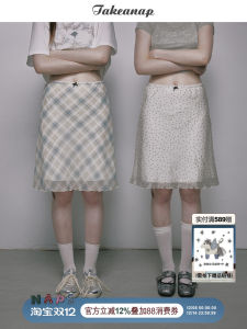TAKEANAP French Vintage Polka Dot Skirt Women Summer Miu a Line Chiffon Plaid White Skirt Sweet Style mid Waist a Line Skirt