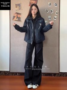 YOULIN | Black American Wrinkled Casual Trouser