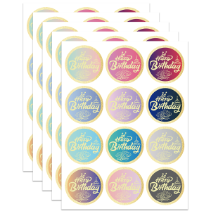Happy Birthday Stickers Seals Labels (Pack of 60) 2" Large Round Gold Foil Stamping for Cards Gift Envelopes Boxes